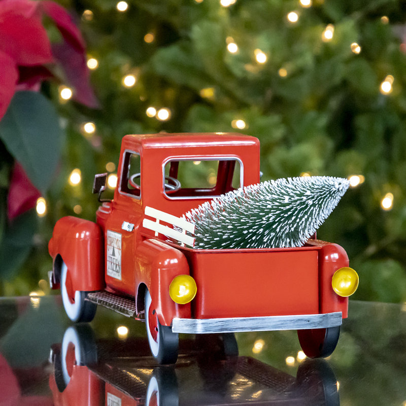 The Holiday Aisle® Red Metal Truck Decoration Wayfair